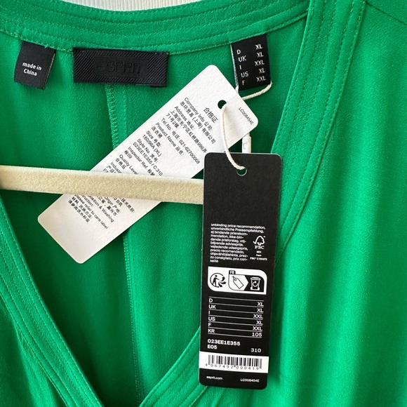 NWT Esprit Smocked Waist Sleeveless Green Dress XL - Picture 3 of 4